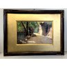 QUADRO OLIO TAVOLA C. Pagano PAESAGGIO SCORCIO STRADA BOSCO IMPRESSIONISTA '900