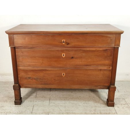 ANTICO COMO IMPERO 3 CASSETTI legno NOCE epoca 800 CASSETTONE mobile CASSETTIERA