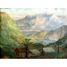 QUADRO OLIO Andina Marino PAESAGGIO MONTANO NAIF Lago Como VISTA DA Boffalora 45