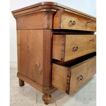 ANTICO COMO 3 cassetti CAPPUCCINO Carlo X legno NOCE epoca 800 CASSETTONE mobile