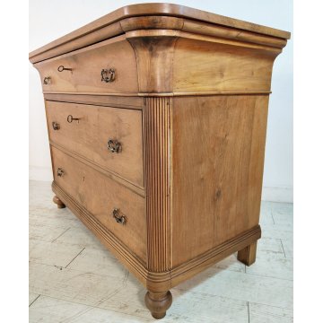 ANTICO COMO 3 cassetti CAPPUCCINO Carlo X legno NOCE epoca 800 CASSETTONE mobile