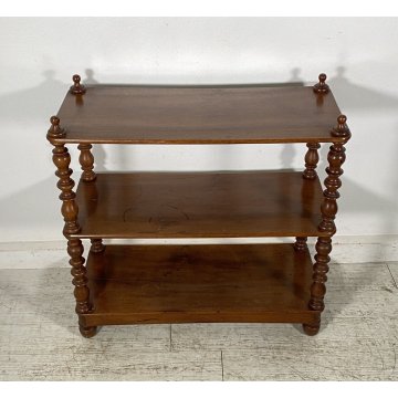 ANTICA ETAGERE LEGNO NOCE LIBRERIA CREDENZA 1800 EPOCA ROCCHETTO ESPOSITORE OLD