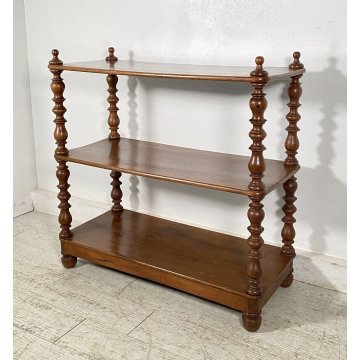 ANTICA ETAGERE LEGNO NOCE LIBRERIA CREDENZA 1800 EPOCA ROCCHETTO ESPOSITORE OLD