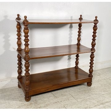 ANTICA ETAGERE LEGNO NOCE LIBRERIA CREDENZA 1800 EPOCA ROCCHETTO ESPOSITORE OLD