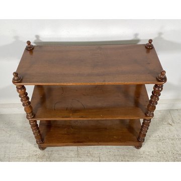 ANTICA ETAGERE LEGNO NOCE LIBRERIA CREDENZA 1800 EPOCA ROCCHETTO ESPOSITORE OLD