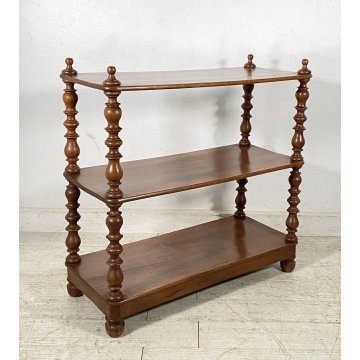 ANTICA ETAGERE LEGNO NOCE LIBRERIA CREDENZA 1800 EPOCA ROCCHETTO ESPOSITORE OLD