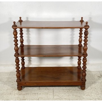 ANTICA ETAGERE LEGNO NOCE LIBRERIA CREDENZA 1800 EPOCA ROCCHETTO ESPOSITORE OLD