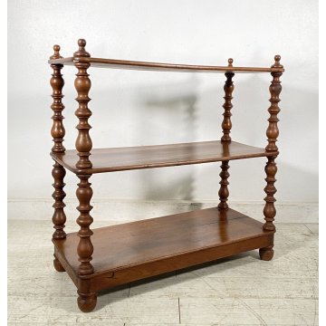 ANTICA ETAGERE LEGNO NOCE LIBRERIA CREDENZA 1800 EPOCA ROCCHETTO ESPOSITORE OLD