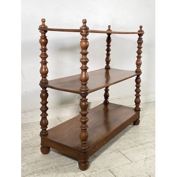 ANTICA ETAGERE LEGNO NOCE LIBRERIA CREDENZA 1800 EPOCA ROCCHETTO ESPOSITORE OLD