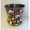 VASO VINTAGE ARS DERUTA ITALY CERAMICA COLORATO PORTAFIORI VASE PAINTED CUBE