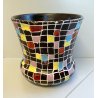 VASO VINTAGE ARS DERUTA ITALY CERAMICA COLORATO PORTAFIORI VASE PAINTED CUBE