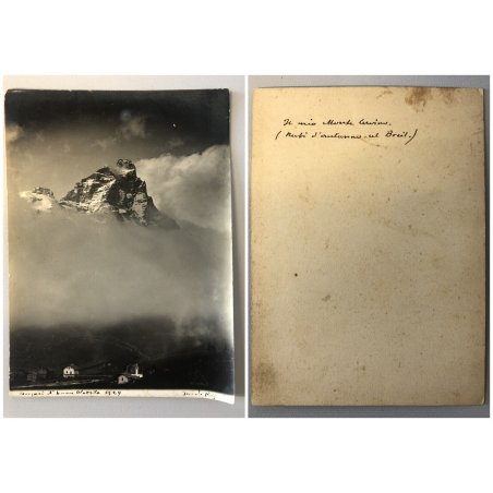 ANTICA FOTOGRAFIA AUTOGRAFATA Guido Rey Cervino Auguri di buon Natale 1929