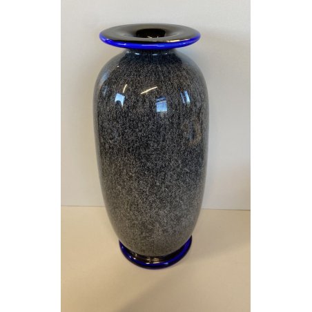 GRANDE VASO VETRO Murano MILA SCHON By Art SABBIATO Anni 80' NERO E BLU DESIGN