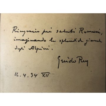 ANTICA FOTOGRAFIA Cervino AUTOGRAFO Guido Rey sulle NUVOLE DEDICA Rabezzana 1934