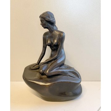 SCULTURA  TUTTOTONDO BRONZO FIGURA NUDO DONNA ITALIA BRONZE SIRENA SULLO SCOGLIO