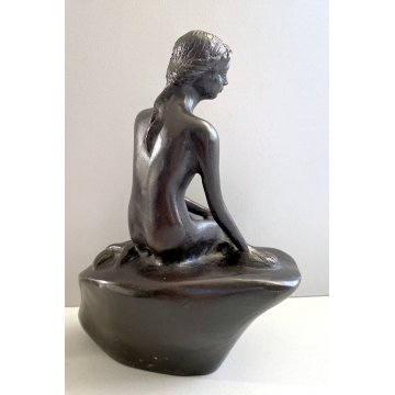 SCULTURA  TUTTOTONDO BRONZO FIGURA NUDO DONNA ITALIA BRONZE SIRENA SULLO SCOGLIO