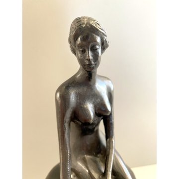 SCULTURA  TUTTOTONDO BRONZO FIGURA NUDO DONNA ITALIA BRONZE SIRENA SULLO SCOGLIO