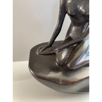 SCULTURA  TUTTOTONDO BRONZO FIGURA NUDO DONNA ITALIA BRONZE SIRENA SULLO SCOGLIO