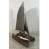 GRANDE MODELINO CATAMARANO '107 cm' FERRO ARTIGIANALE BARCA BOAT NAVE SHIP MODEL