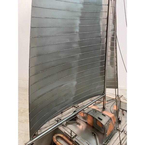 GRANDE MODELINO CATAMARANO '107 cm' FERRO ARTIGIANALE BARCA BOAT NAVE SHIP MODEL