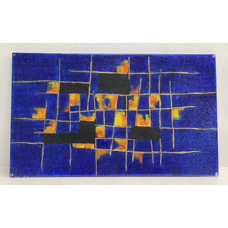 DESIGN LASTRA SMALTATA A MURO VINTAGE ANNI 70 QUADRO ASTRATTO SMALTO