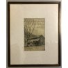 QUADRO DISEGNO Danilo Andreis Casa Rustica SCHIZZO SCORCIO CASCINA MONTAGNA '77