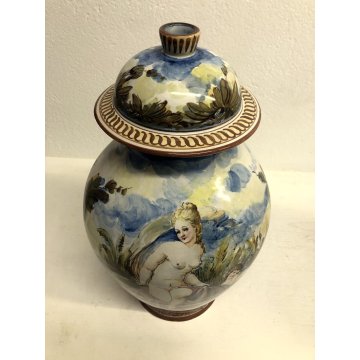 ANTICA COPPIA VASO MAIOLICA M.G.A. Mazzotti Abisola ALBARELLO FARMACIA '900