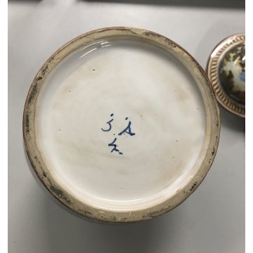 ANTICA COPPIA VASO MAIOLICA M.G.A. Mazzotti Abisola ALBARELLO FARMACIA '900