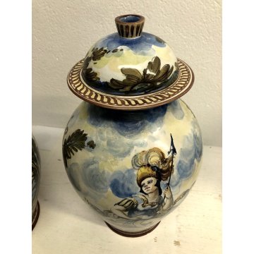 ANTICA COPPIA VASO MAIOLICA M.G.A. Mazzotti Abisola ALBARELLO FARMACIA '900