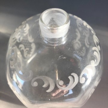 ANTICA BOTTIGLIA PROFUMO VETRO Murano SOFFIATO DECORO MOLATO FIORI FOGLIE '30