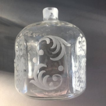 ANTICA BOTTIGLIA PROFUMO VETRO Murano SOFFIATO DECORO MOLATO FIORI FOGLIE '30