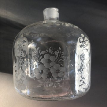 ANTICA BOTTIGLIA PROFUMO VETRO Murano SOFFIATO DECORO MOLATO FIORI FOGLIE '30