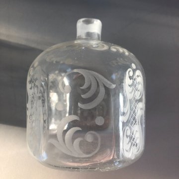 ANTICA BOTTIGLIA PROFUMO VETRO Murano SOFFIATO DECORO MOLATO FIORI FOGLIE '30