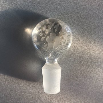 ANTICA BOTTIGLIA PROFUMO VETRO Murano SOFFIATO DECORO MOLATO FIORI FOGLIE '30