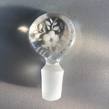 ANTICA BOTTIGLIA PROFUMO VETRO Murano SOFFIATO DECORO MOLATO FIORI FOGLIE '30