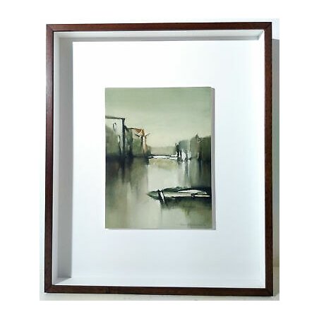 ANTICO DIPINTO FIRMATO SERGIO TAGLIABUE PAESAGGIO LAGO COMO QUADRO TEMPERA EPOCA