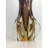 VASO VETRO Murano DESIGN FIORE AMBRA VIOLA 33,5 cm/h VINTAGE VASE FLOWER '50/'70