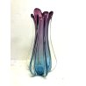 VASO VETRO Murano DESIGN FIORE AMETISTA TURCHESE 43,5 cm/h VINTAGE VASE FLOWER