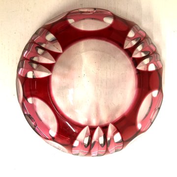 SVUOTATASCHE POSA CENERE BOWL CRISTALLO BOEMIA ROSSO RUBINO MOLATO CUT TO CLEAR