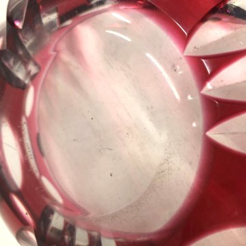 SVUOTATASCHE POSA CENERE BOWL CRISTALLO BOEMIA ROSSO RUBINO MOLATO CUT TO CLEAR