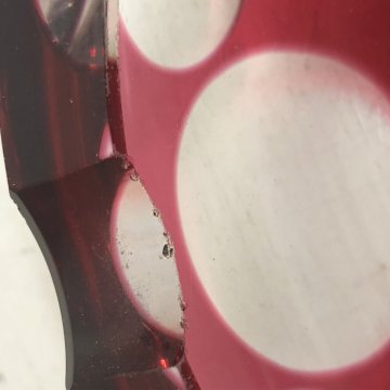 SVUOTATASCHE POSA CENERE BOWL CRISTALLO BOEMIA ROSSO RUBINO MOLATO CUT TO CLEAR