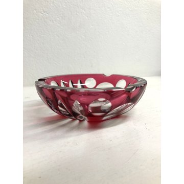 SVUOTATASCHE POSA CENERE BOWL CRISTALLO BOEMIA ROSSO RUBINO MOLATO CUT TO CLEAR