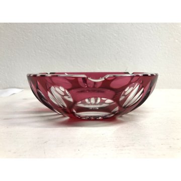 SVUOTATASCHE POSA CENERE BOWL CRISTALLO BOEMIA ROSSO RUBINO MOLATO CUT TO CLEAR