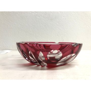 SVUOTATASCHE POSA CENERE BOWL CRISTALLO BOEMIA ROSSO RUBINO MOLATO CUT TO CLEAR