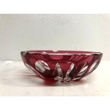 SVUOTATASCHE POSA CENERE BOWL CRISTALLO BOEMIA ROSSO RUBINO MOLATO CUT TO CLEAR