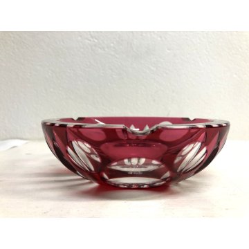 SVUOTATASCHE POSA CENERE BOWL CRISTALLO BOEMIA ROSSO RUBINO MOLATO CUT TO CLEAR