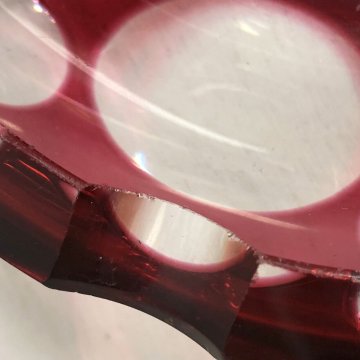 SVUOTATASCHE POSA CENERE BOWL CRISTALLO BOEMIA ROSSO RUBINO MOLATO CUT TO CLEAR