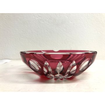 SVUOTATASCHE POSA CENERE BOWL CRISTALLO BOEMIA ROSSO RUBINO MOLATO CUT TO CLEAR