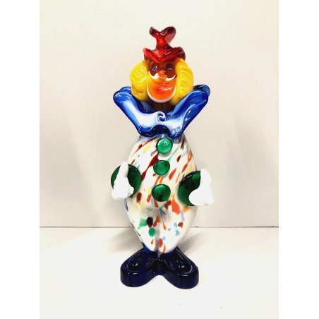 SCULTURA PAGLIACCIO CLOWN VETRO Murano MULTICOLORE MURRINA 24 cm/h VINTAGE 70s