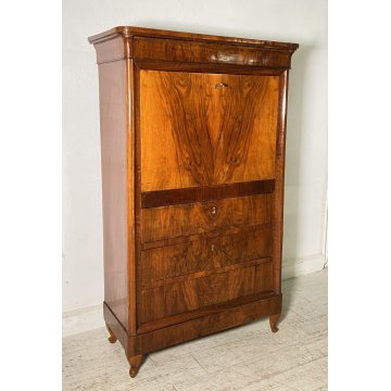 ANTICO SECRETAIRE BIEDERMEIER SEGRETO 1900 LEGNO NOCE RIBALTA SCRITTOIO EPOCA